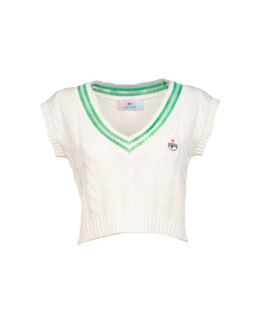 GILET CORTO BIANCO E VERDE