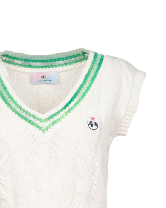 GILET CORTO BIANCO E VERDE