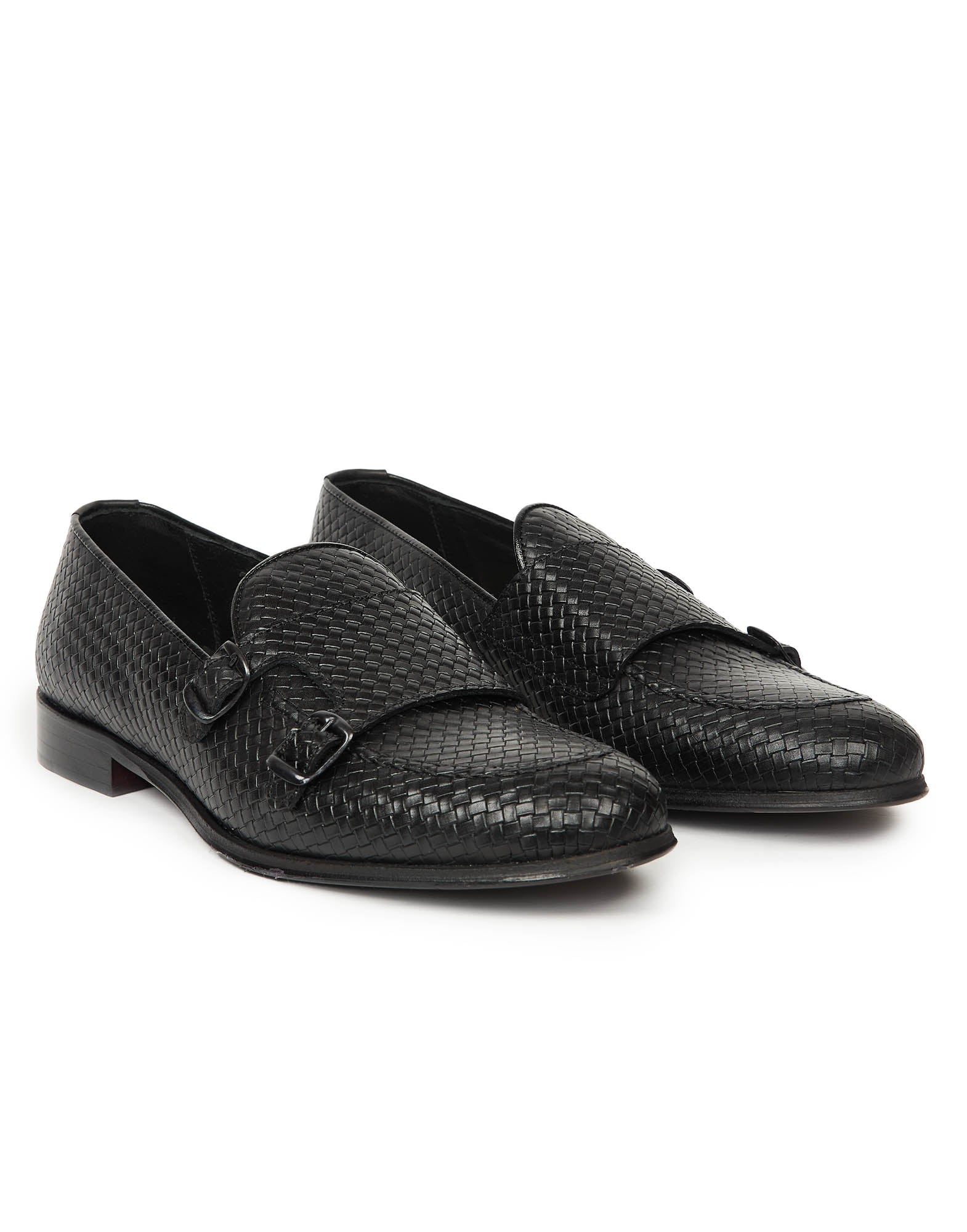 F.LLI RENNELLA MOCASSINI INTRECCIATI A DOPPIA FIBBIA NERO Fedele Mode