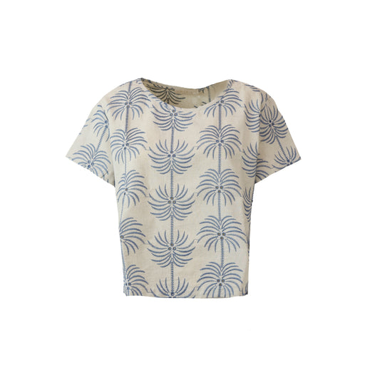 BLUSA FINGERE ECRU E BLU