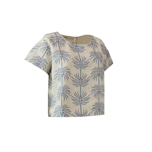 BLUSA FINGERE ECRU E BLU