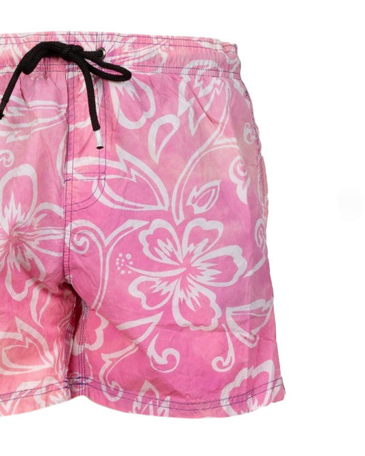 COSTUME BOXER BOARD ROSA CON STAMPA BIANCA