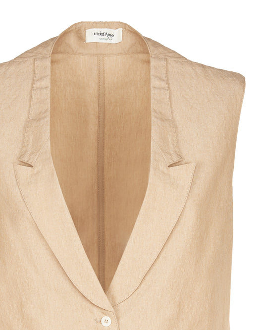 GILET IN MISTO LINO BEIGE